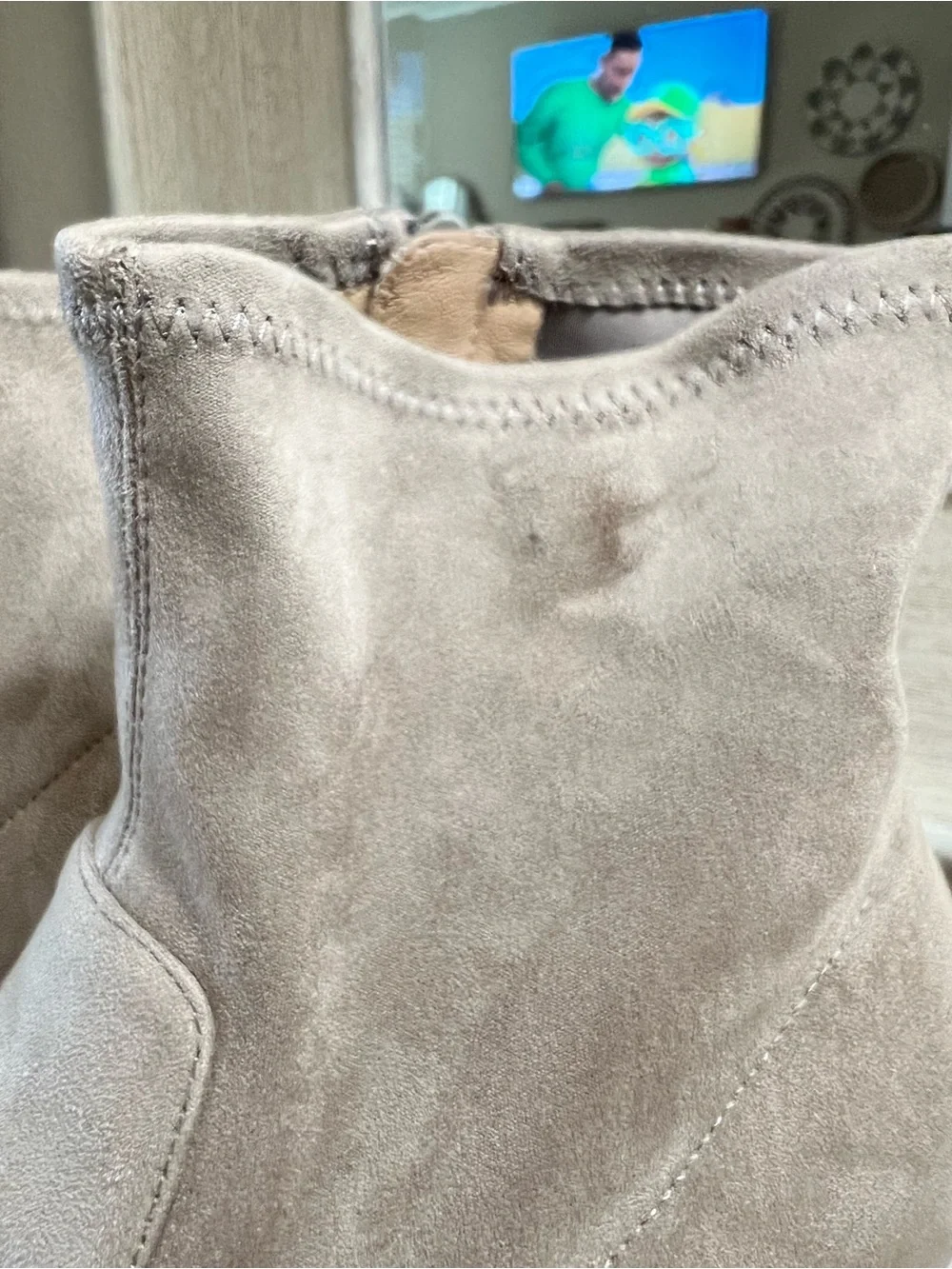 Women's Wide Taupe Suede Ankle Boots